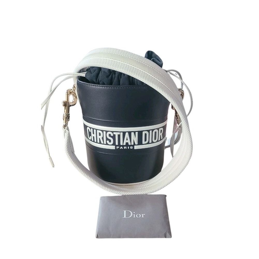 Christian Dior Vibe Bucket Micro 2 Way Handbag Shoulder Bag Navy White Authentic - Picture 9 of 12